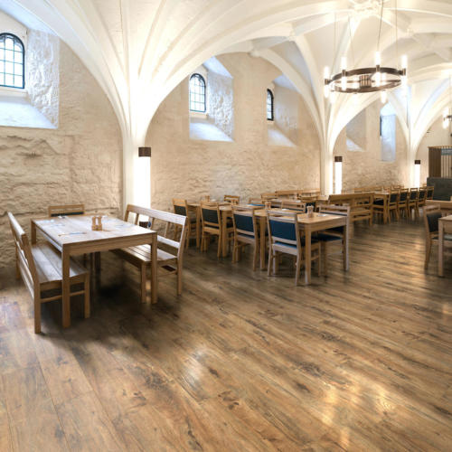 The Cellarium Cafe and Misericorde Terrace, London, United Kingdom. Architect: Panter Hudspith Architects, 2013. Vaulted cellarium space.
